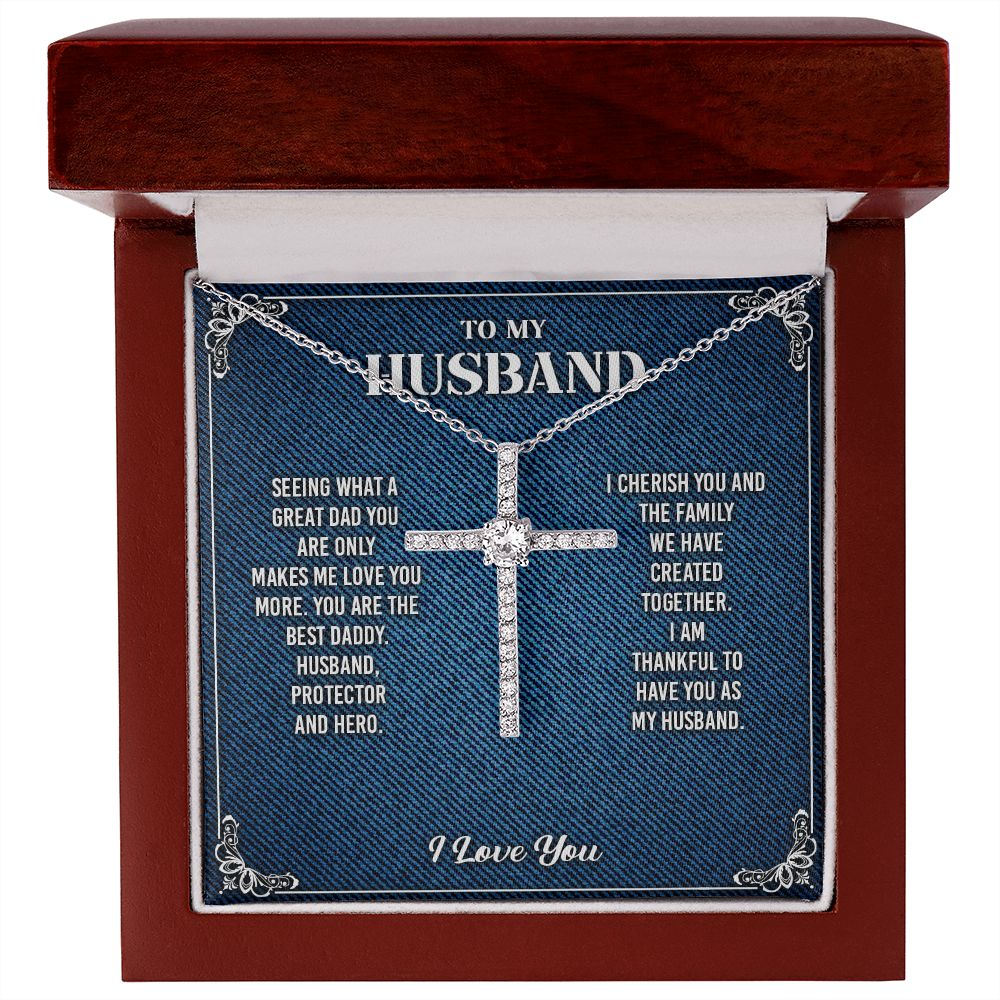 To My Husband Cross Necklace From Wife - Cross Necklace Gift For Man Birthday Valentine's Day