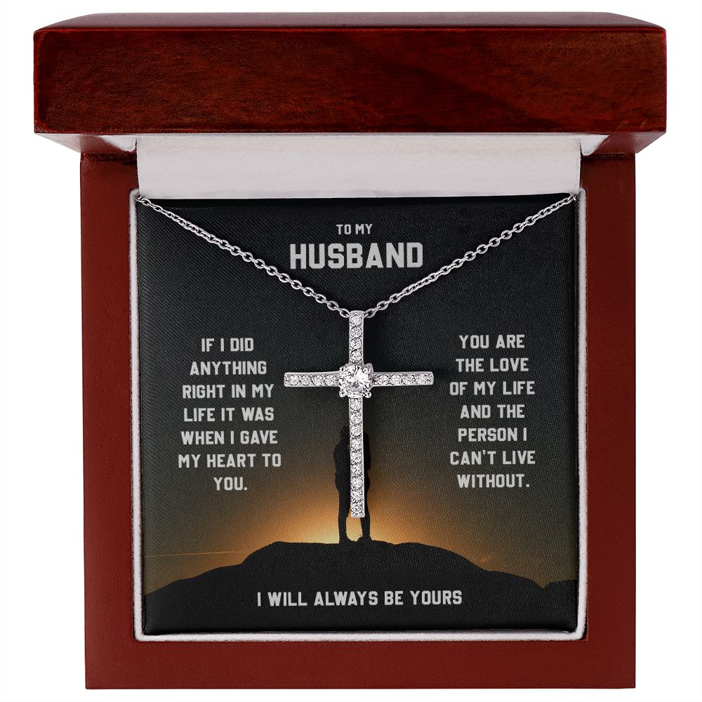 To My Husband Cross Necklace Gifts From Wife - Birthday Anniversary Gift With Heartfelt Message Card & Elegant Box