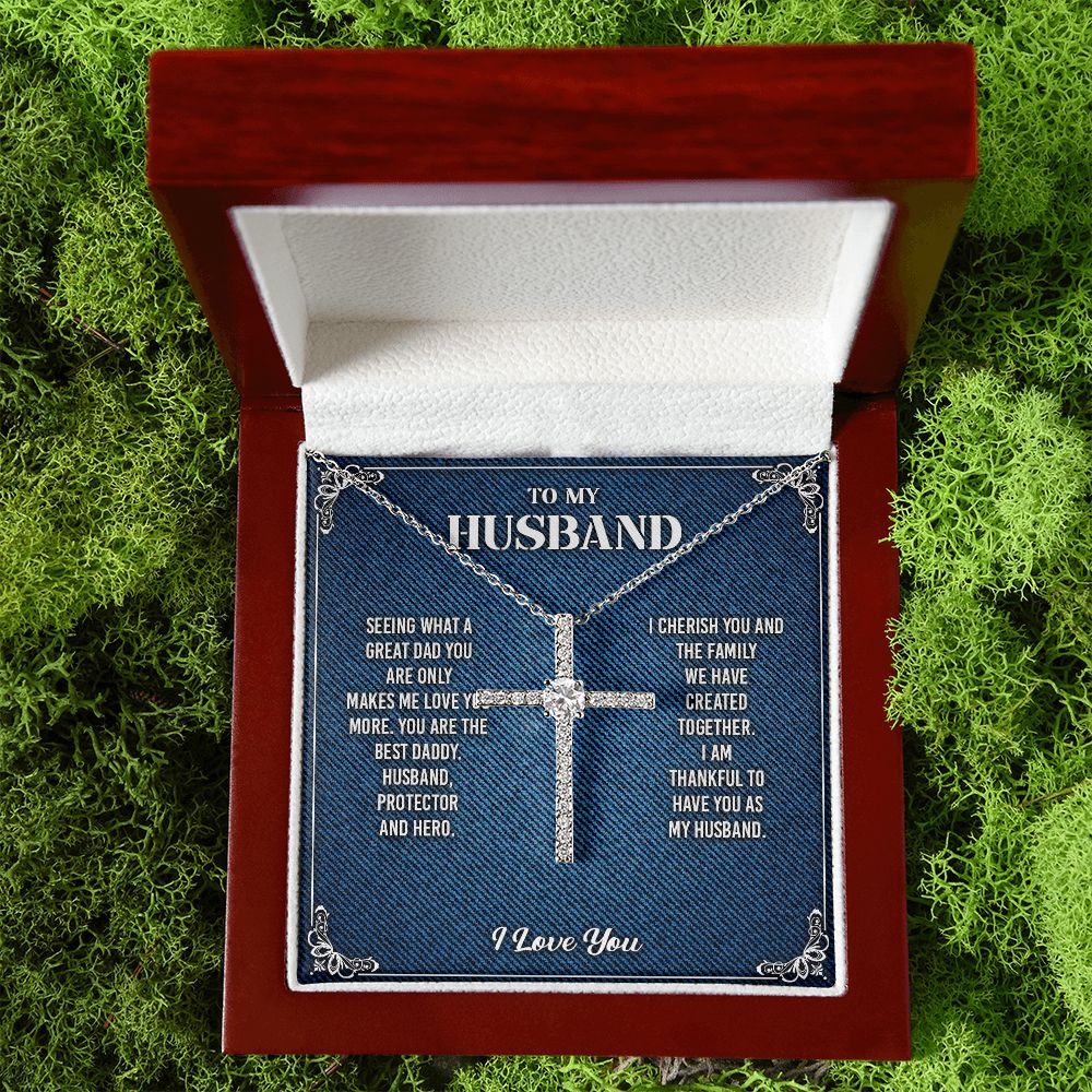 To My Husband Cross Necklace From Wife - Cross Necklace Gift For Man Birthday Valentine's Day