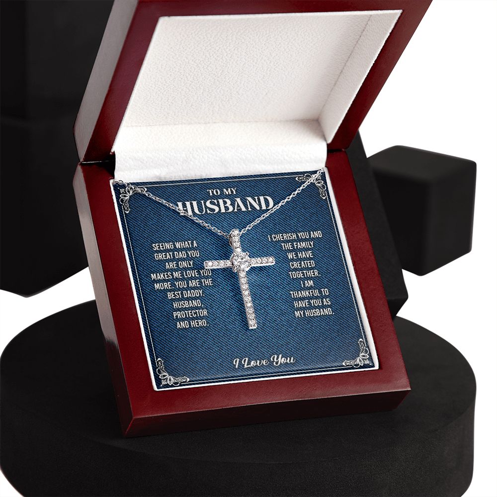 To My Husband Cross Necklace From Wife - Cross Necklace Gift For Man Birthday Valentine's Day
