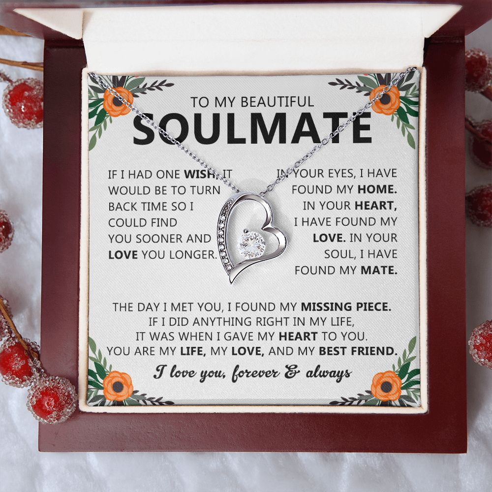 Soulmate Heart Pendant Necklace with Love Note