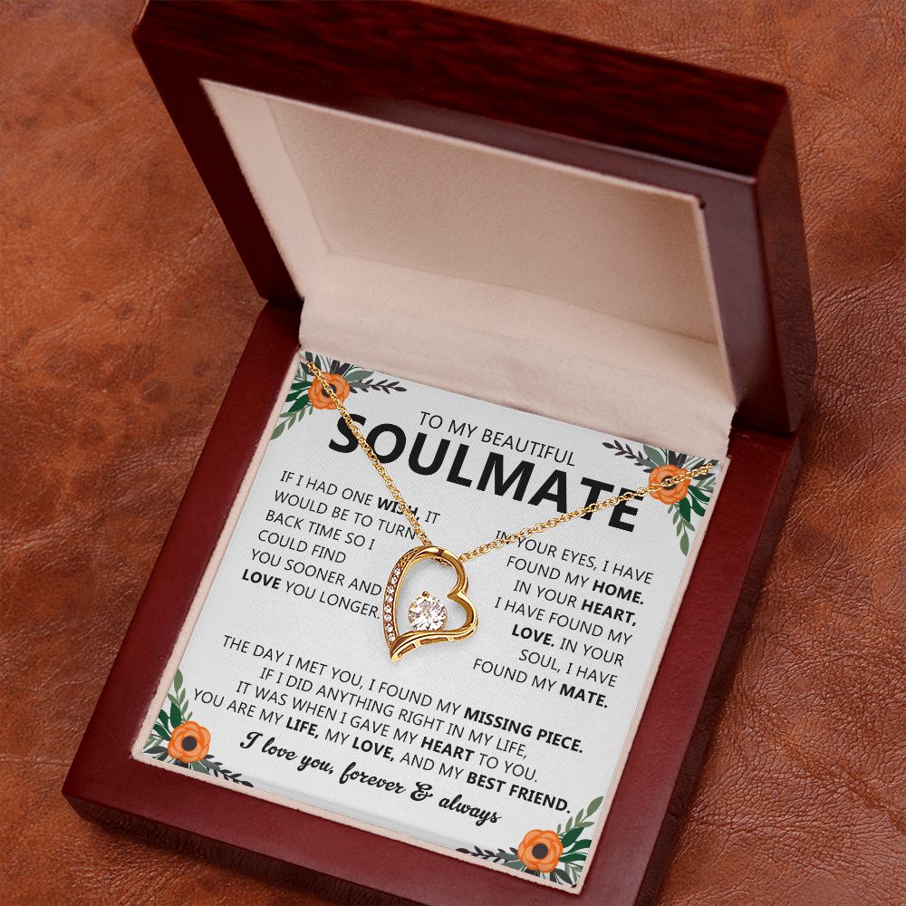 Soulmate Heart Pendant Necklace with Love Note