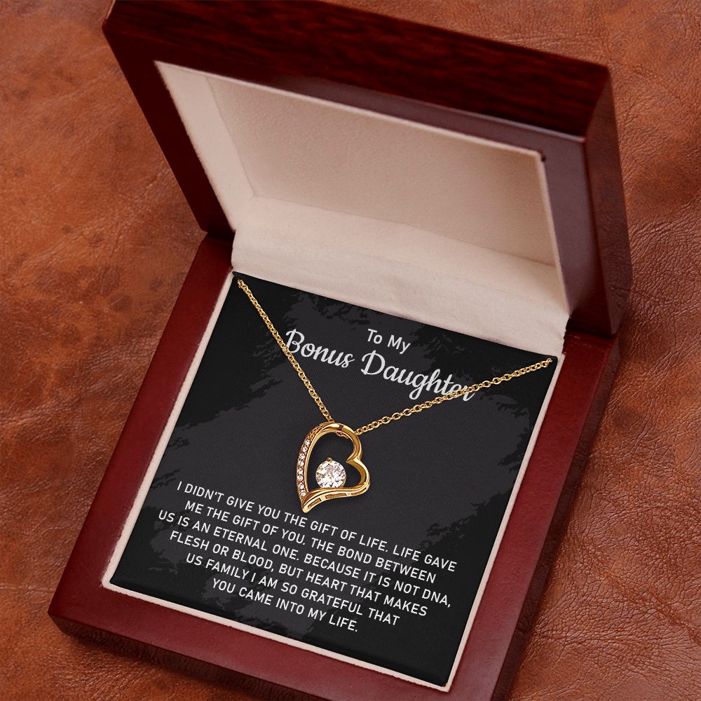 To My Bonus Daughter Heart Necklace Birthday Gift