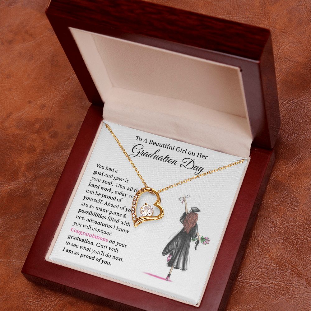 Graduation Necklace for Daughter With Heart Pendant