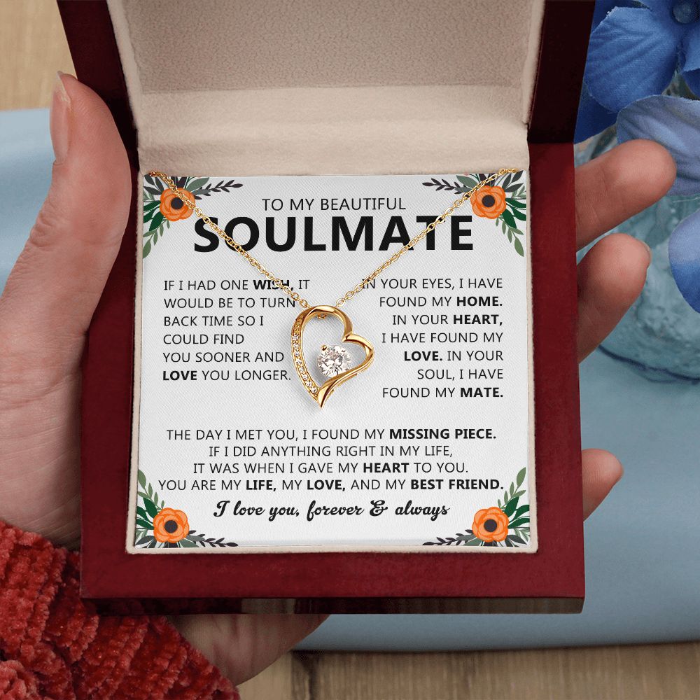 Soulmate Heart Pendant Necklace with Love Note