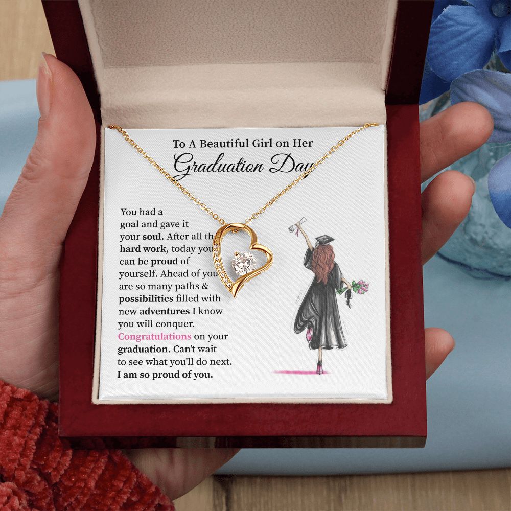 Graduation Necklace for Daughter With Heart Pendant