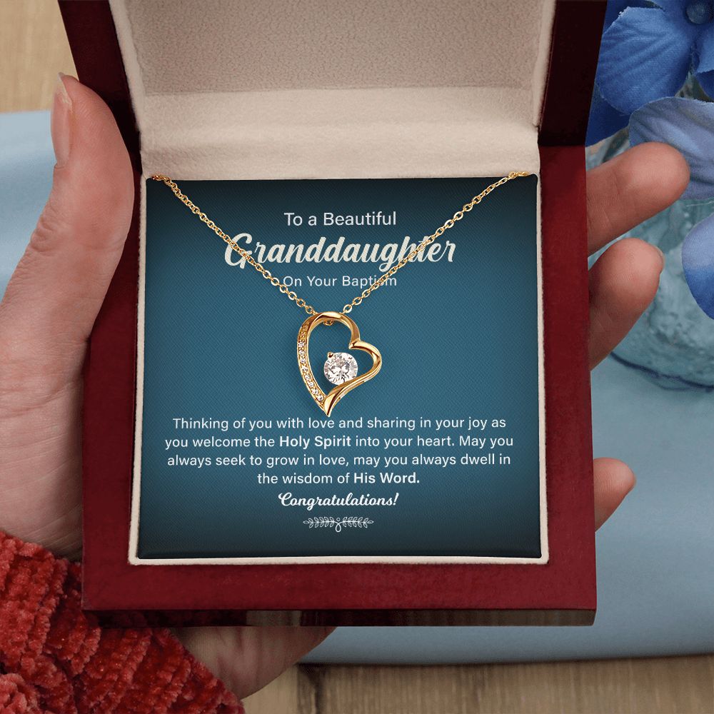 Granddaughter Baptism Necklace Gift with Message Card