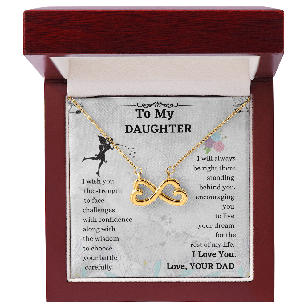 Daughter Infinity Necklace Gift from Dad with Heartfelt Message Card