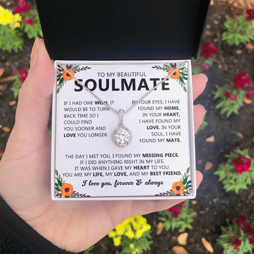 Soulmate Gift Necklace with Round Pendant & Card