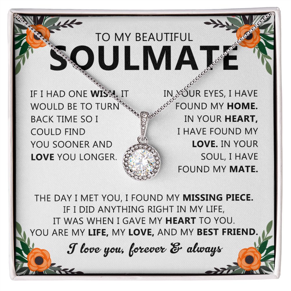 Soulmate Gift Necklace with Round Pendant & Card