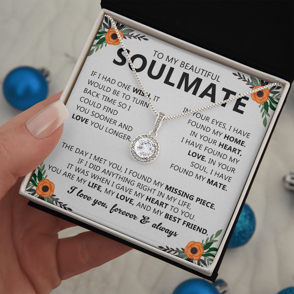 Soulmate Gift Necklace with Round Pendant & Card