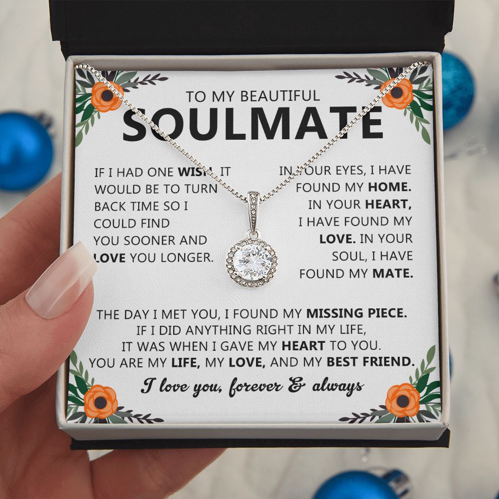 Soulmate Gift Necklace with Round Pendant & Card