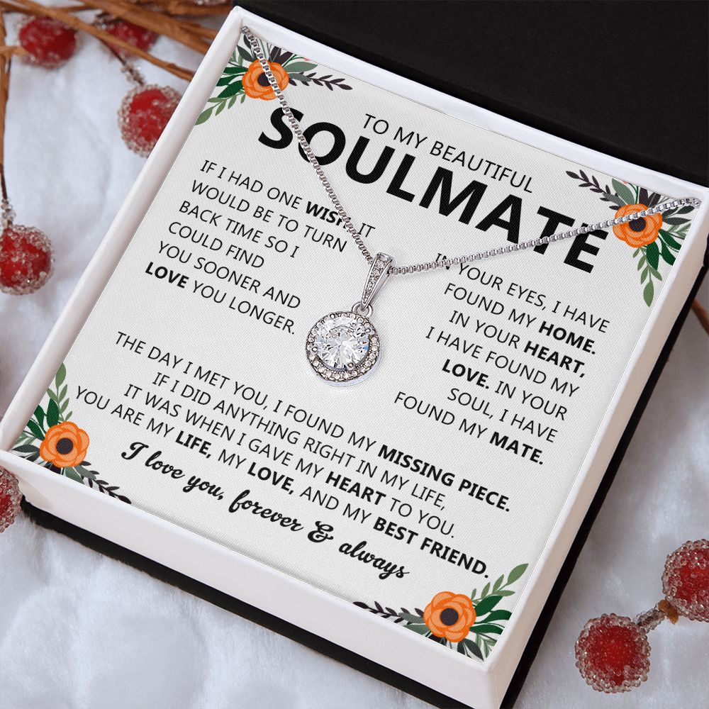 Soulmate Gift Necklace with Round Pendant & Card