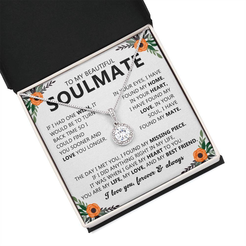 Soulmate Gift Necklace with Round Pendant & Card
