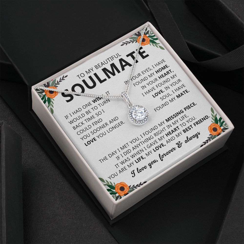 Soulmate Gift Necklace with Round Pendant & Card