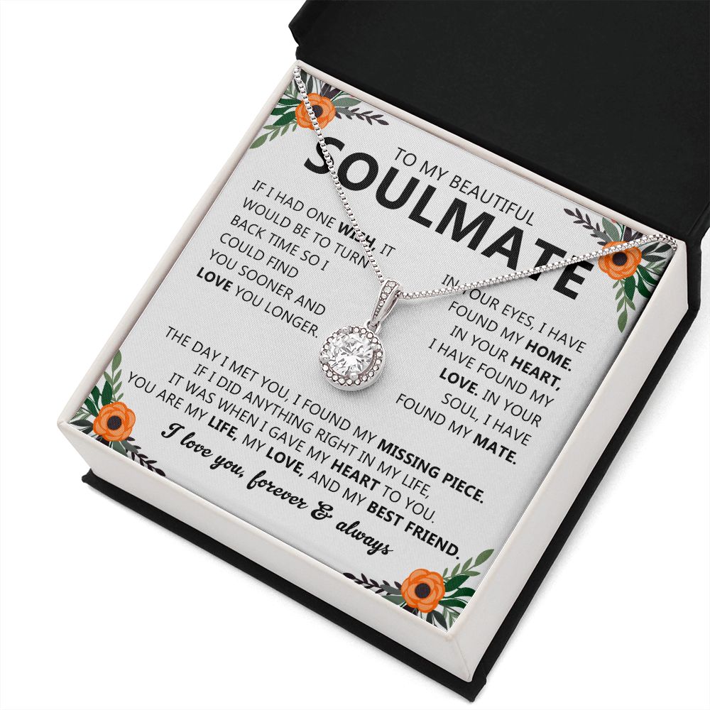 Soulmate Gift Necklace with Round Pendant & Card