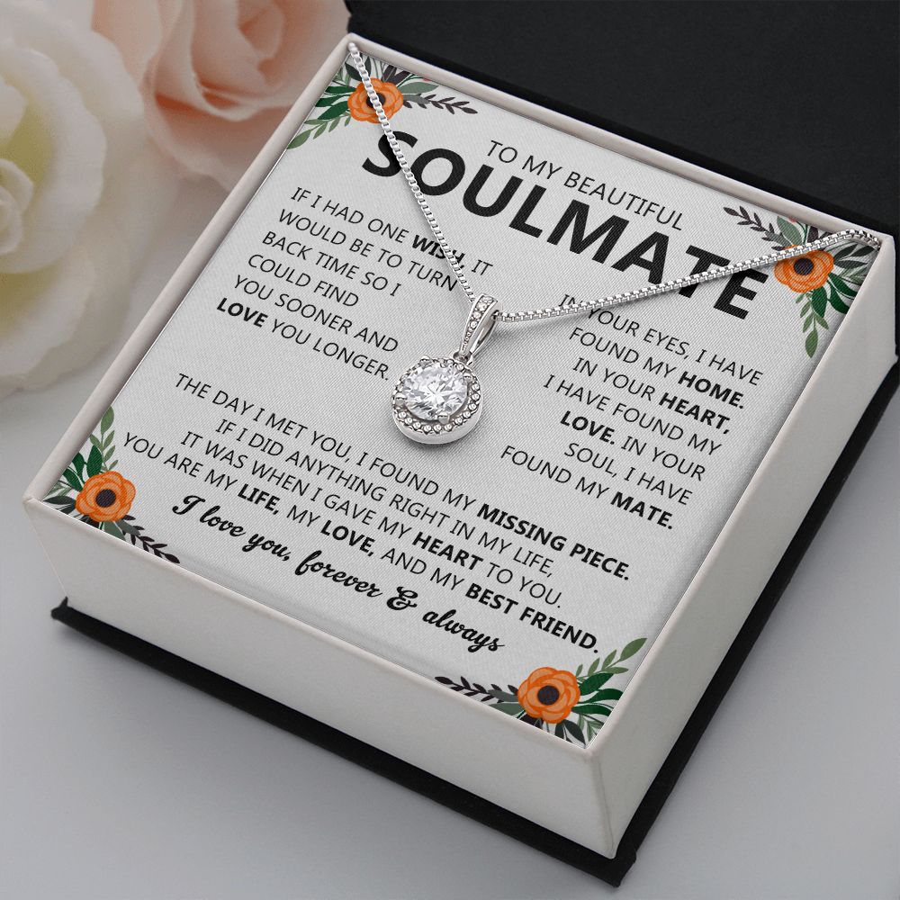 Soulmate Gift Necklace with Round Pendant & Card