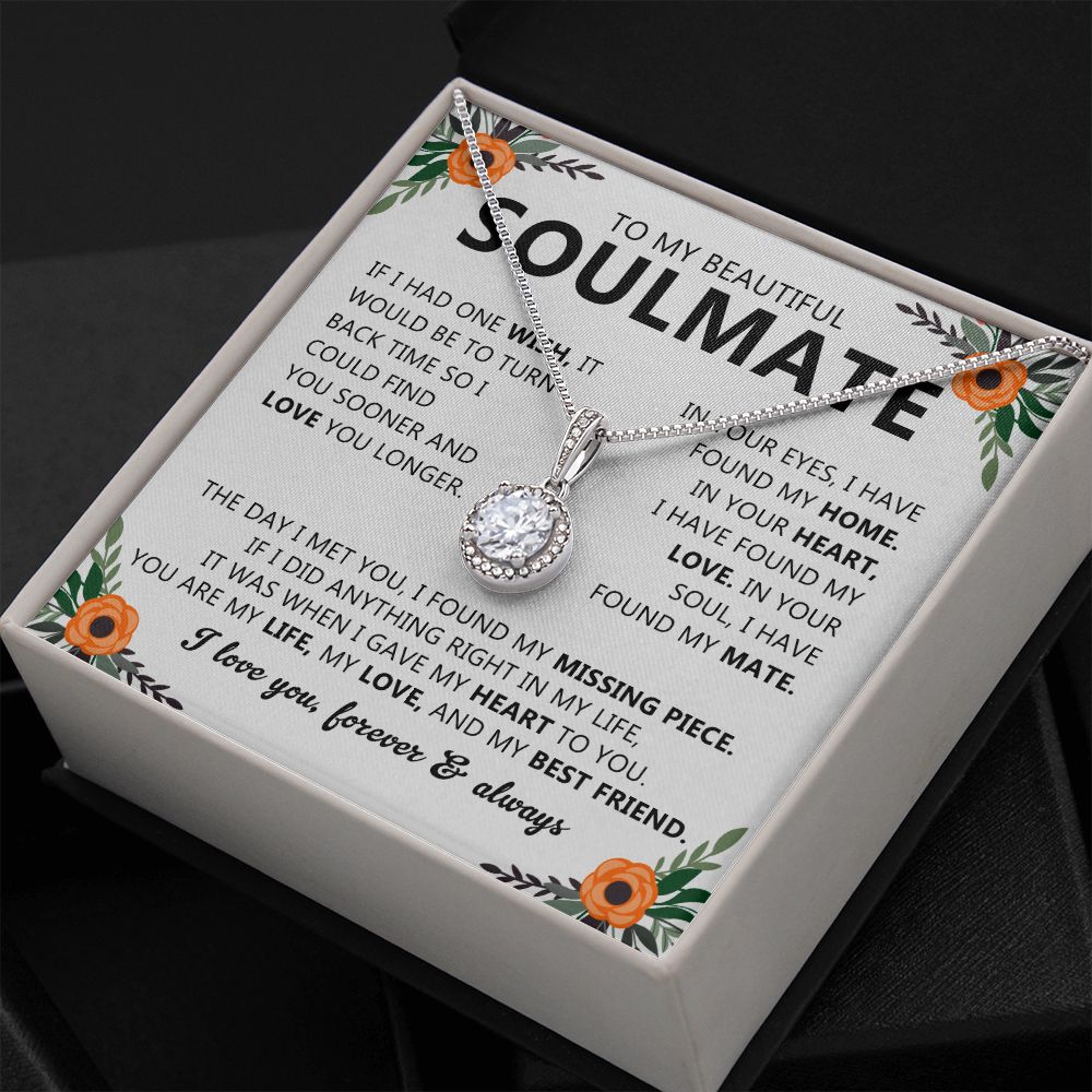 Soulmate Gift Necklace with Round Pendant & Card