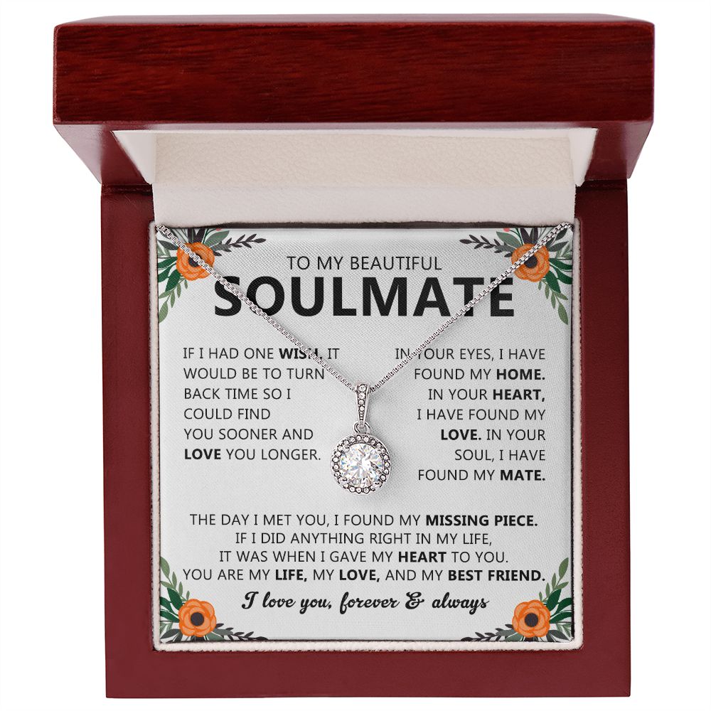 Soulmate Gift Necklace with Round Pendant & Card