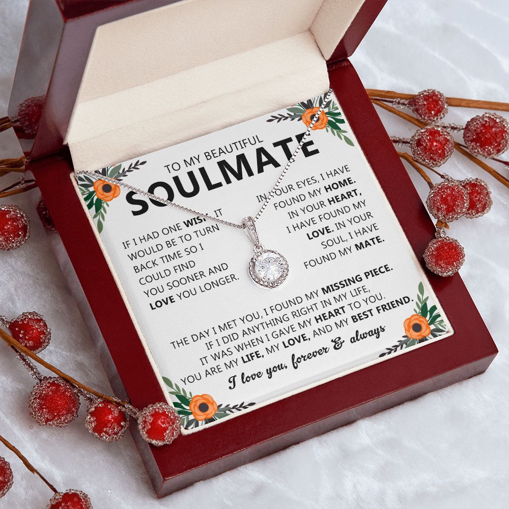 Soulmate Gift Necklace with Round Pendant & Card