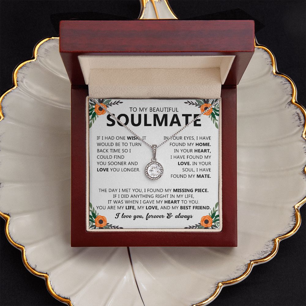 Soulmate Gift Necklace with Round Pendant & Card