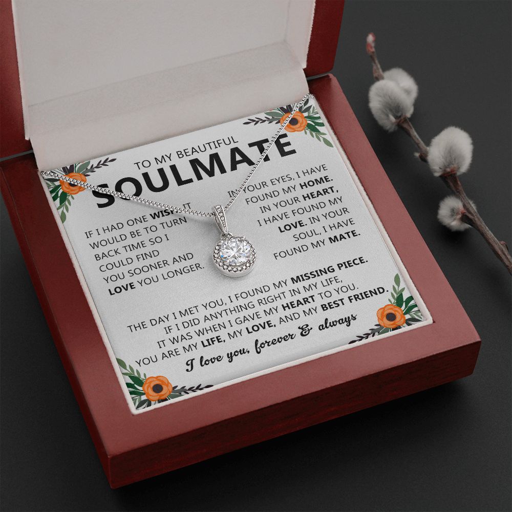 Soulmate Gift Necklace with Round Pendant & Card