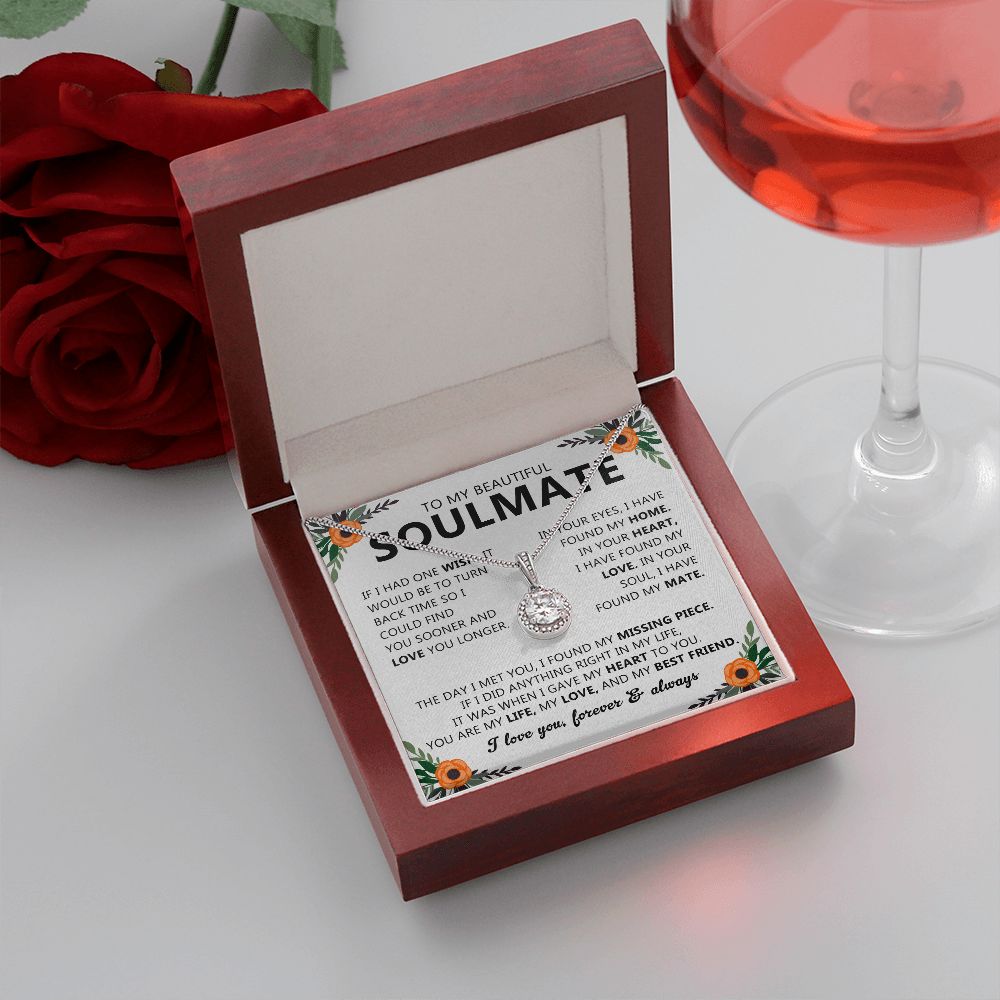 Soulmate Gift Necklace with Round Pendant & Card