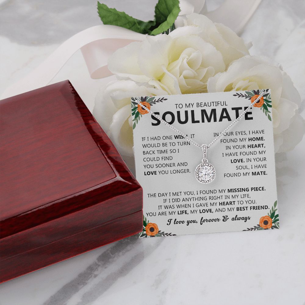 Soulmate Gift Necklace with Round Pendant & Card