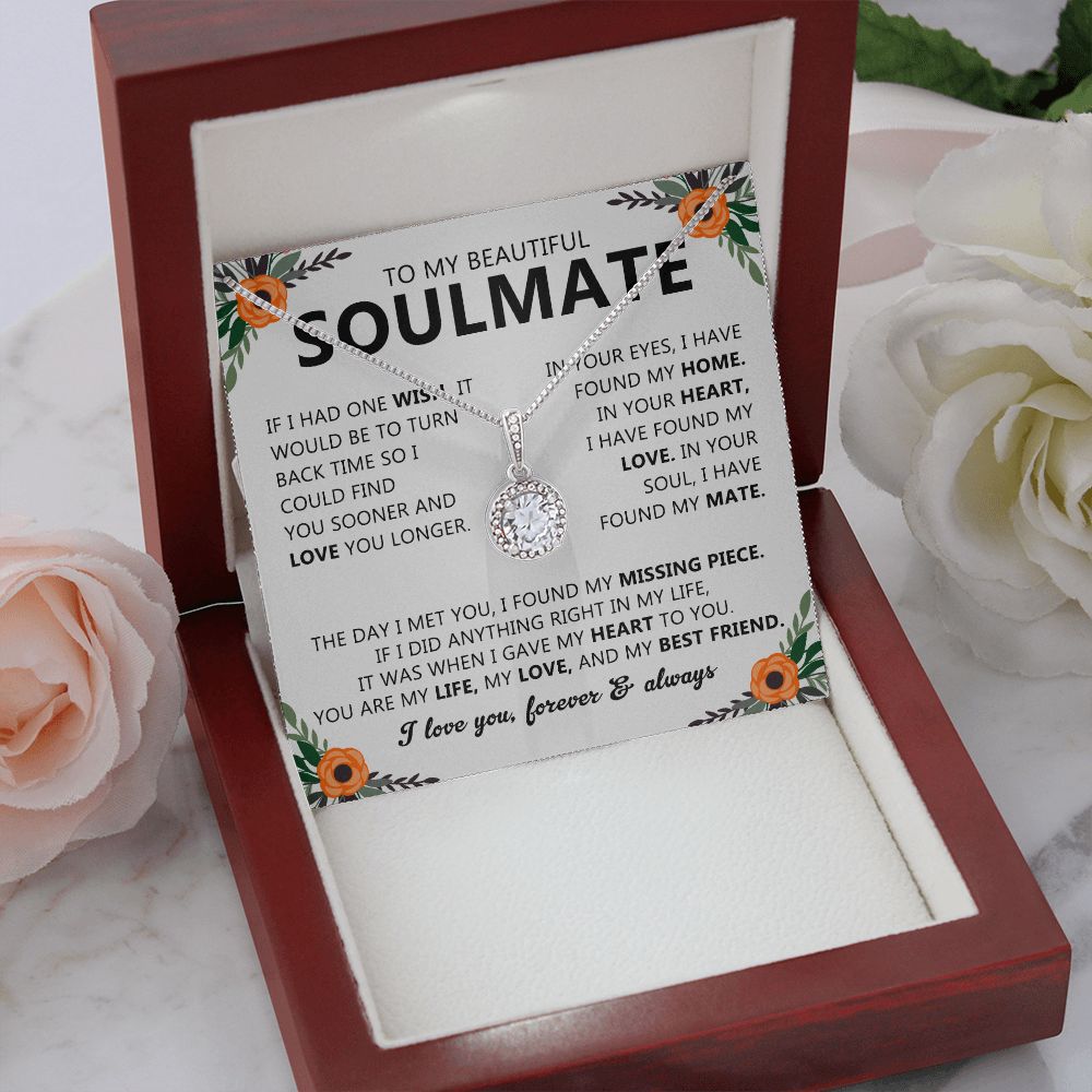 Soulmate Gift Necklace with Round Pendant & Card