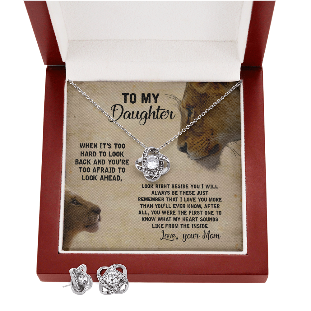 Daughter Necklace Gift from Mom – with Lion Artwork and Heartfelt Message Card