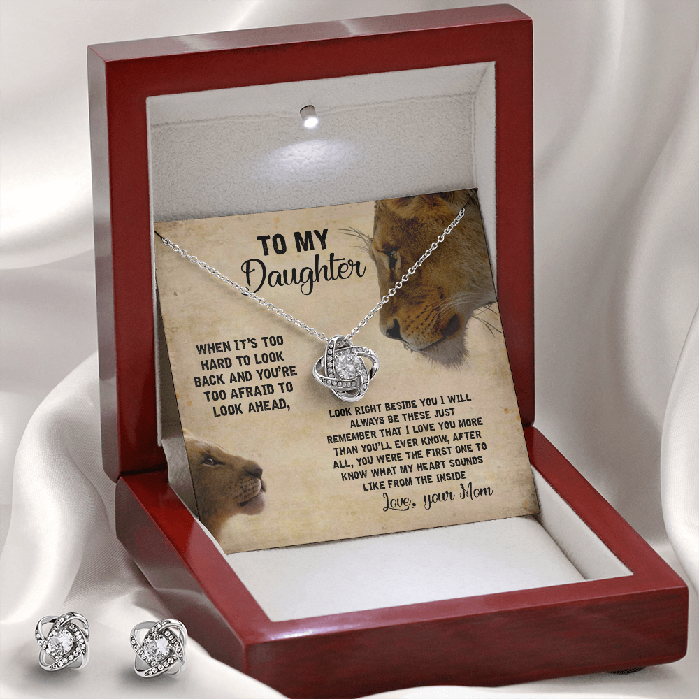 Daughter Necklace Gift from Mom – with Lion Artwork and Heartfelt Message Card