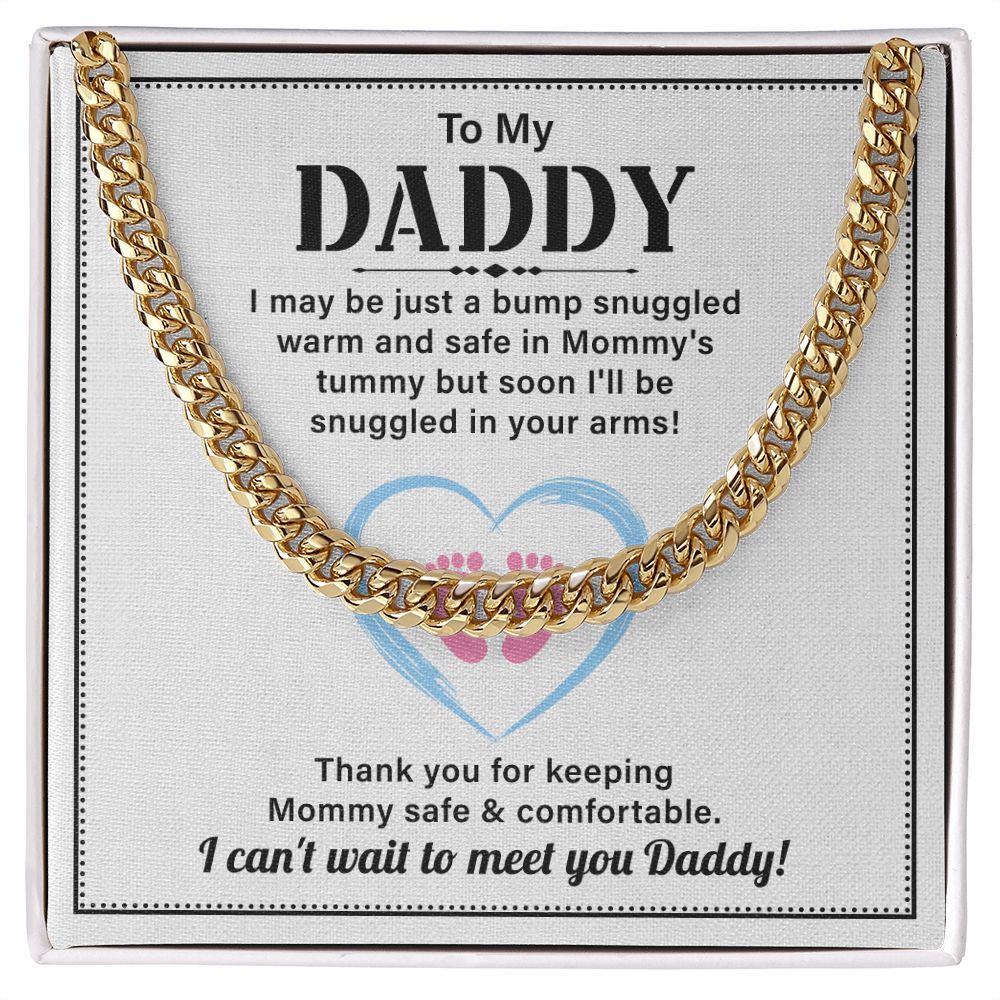 To My Daddy, I Can't Wait To Meet You Daddy, Lovely Necklace & Message Card From Children, Cuban Link Chain For Man