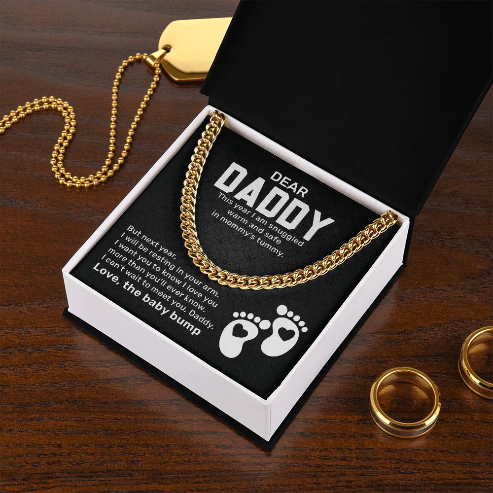 Dear Daddy This Year I Am Snuggled Warn And Safe In mommy's Tummy. Love, The Baby Bump