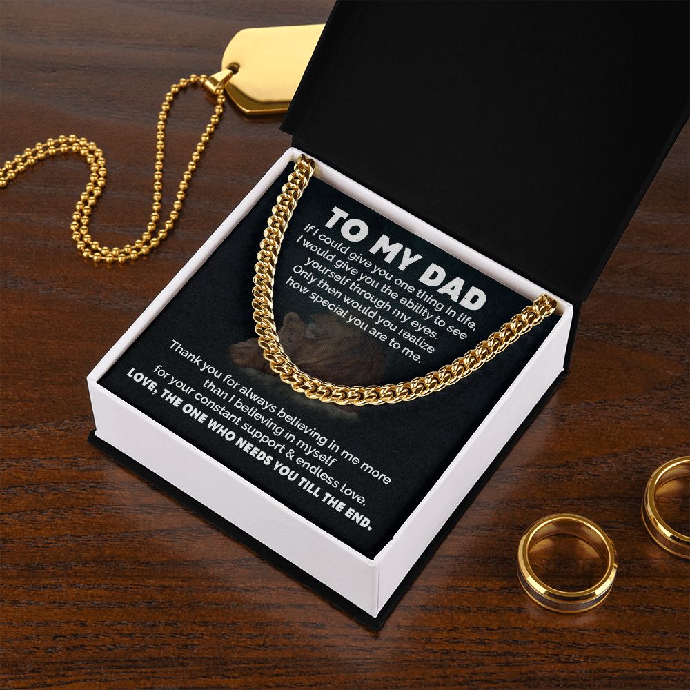 Dad Necklace Gift from Daughter with Lion Message Card