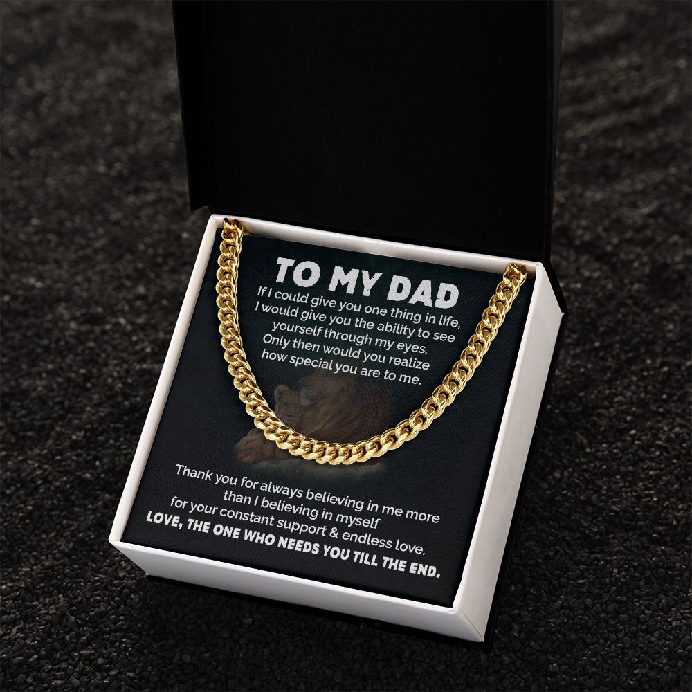 Dad Necklace Gift from Daughter with Lion Message Card