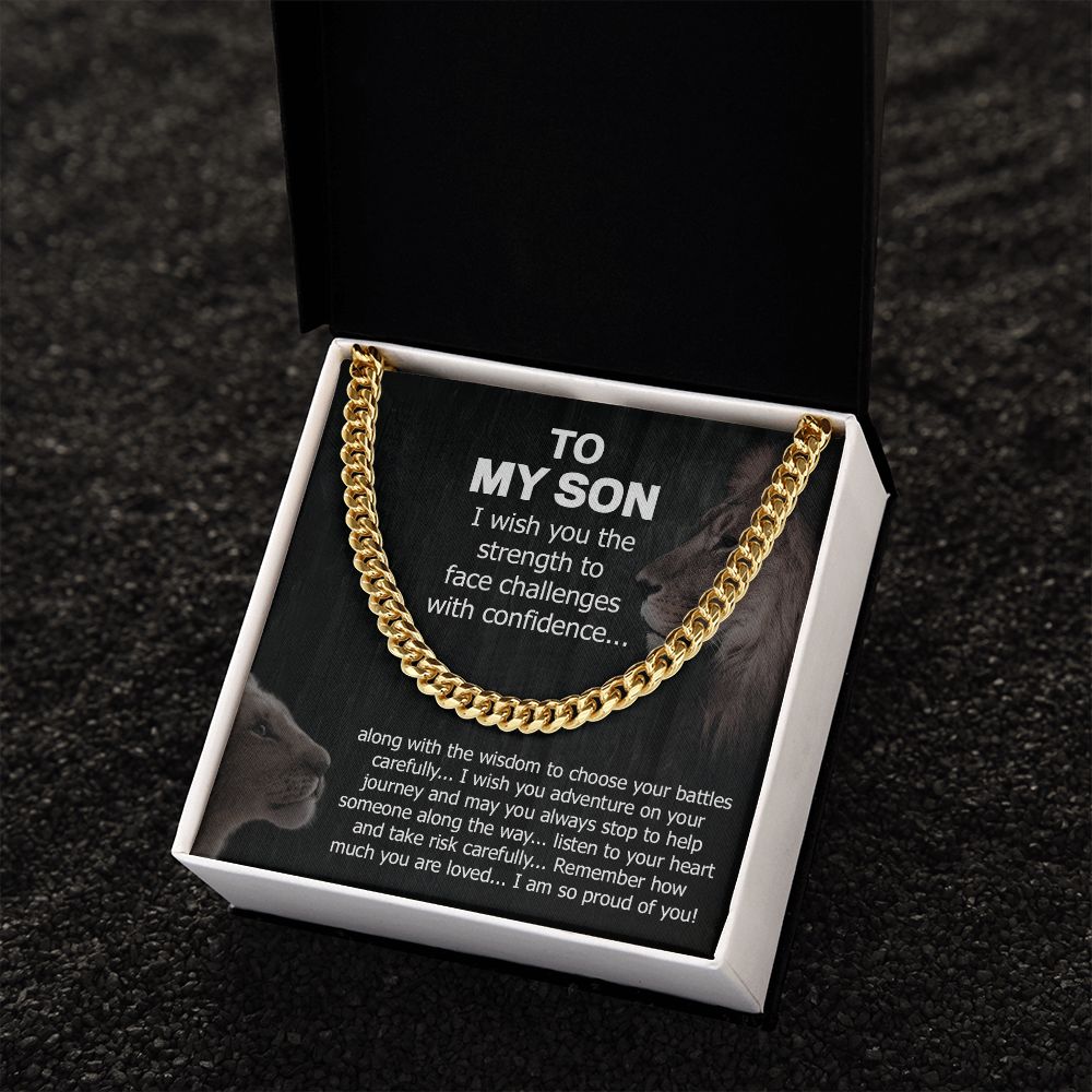 To My Son Proud Of You From Dad And Mom - Gifts To Make Him Strong 14K Yellow Gold Finish