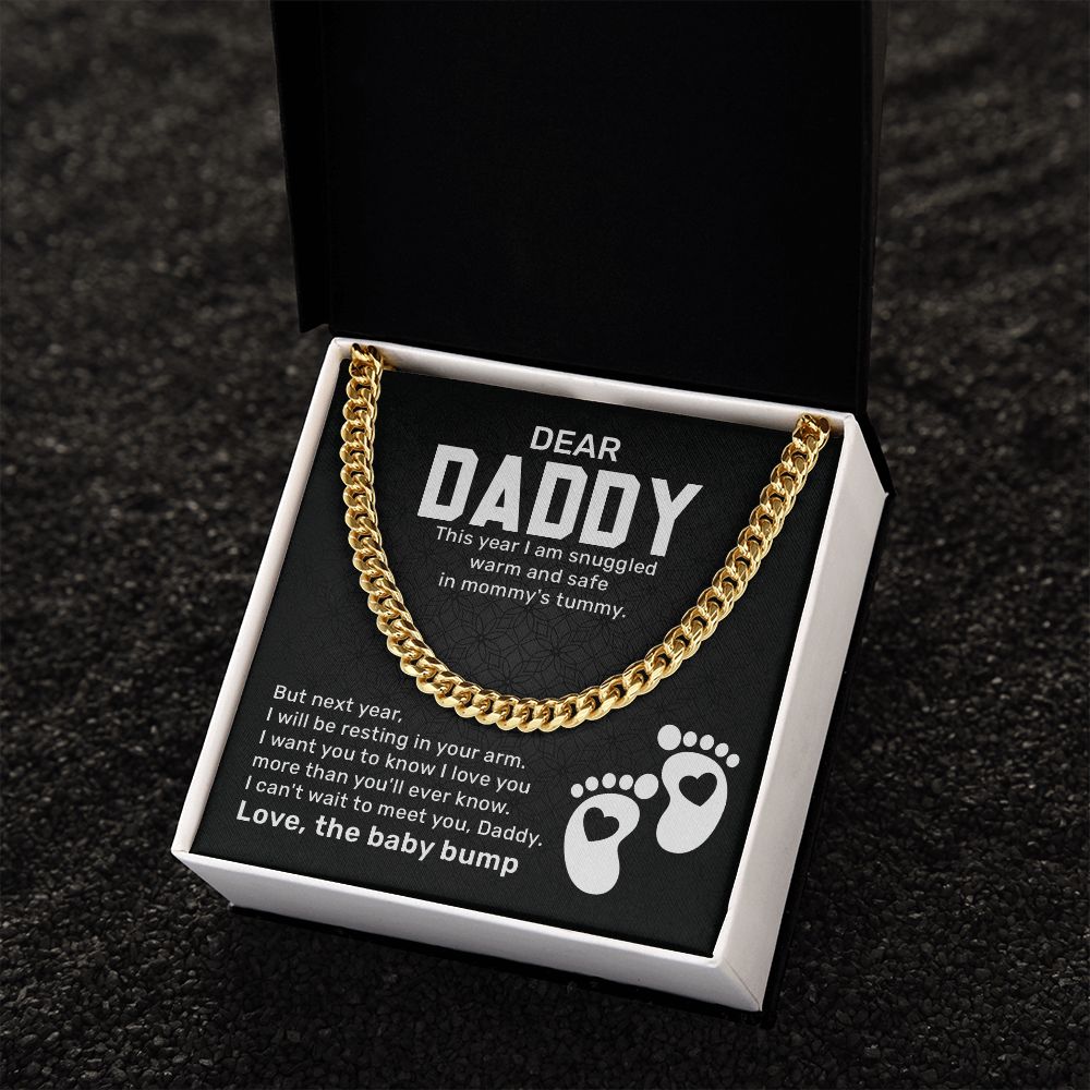 Dear Daddy This Year I Am Snuggled Warn And Safe In mommy's Tummy. Love, The Baby Bump