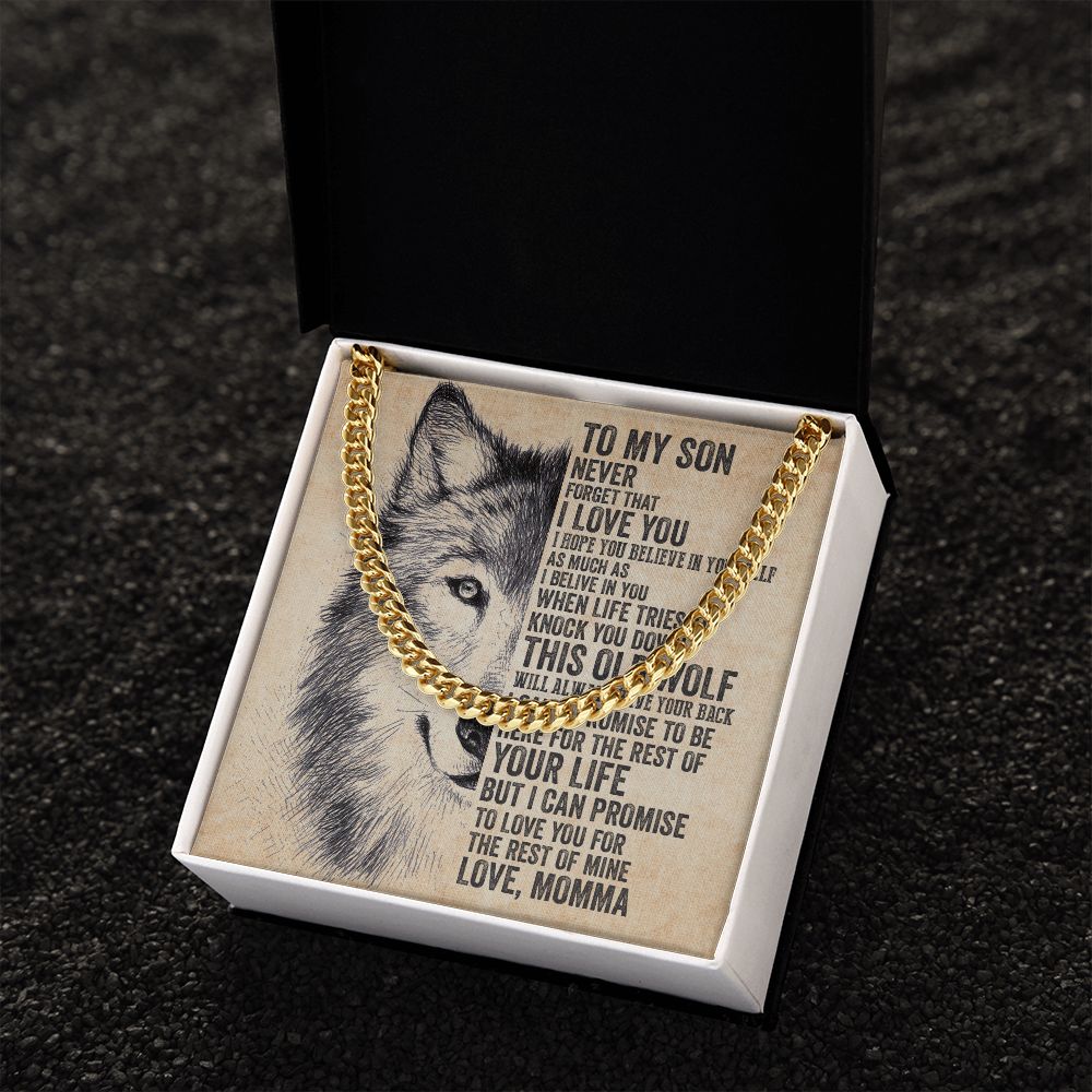 To My Son Never Forget That I Love You - 14k Yellow Gold Finish Lovely Gifts From Mamma With Heartfelt Message Card