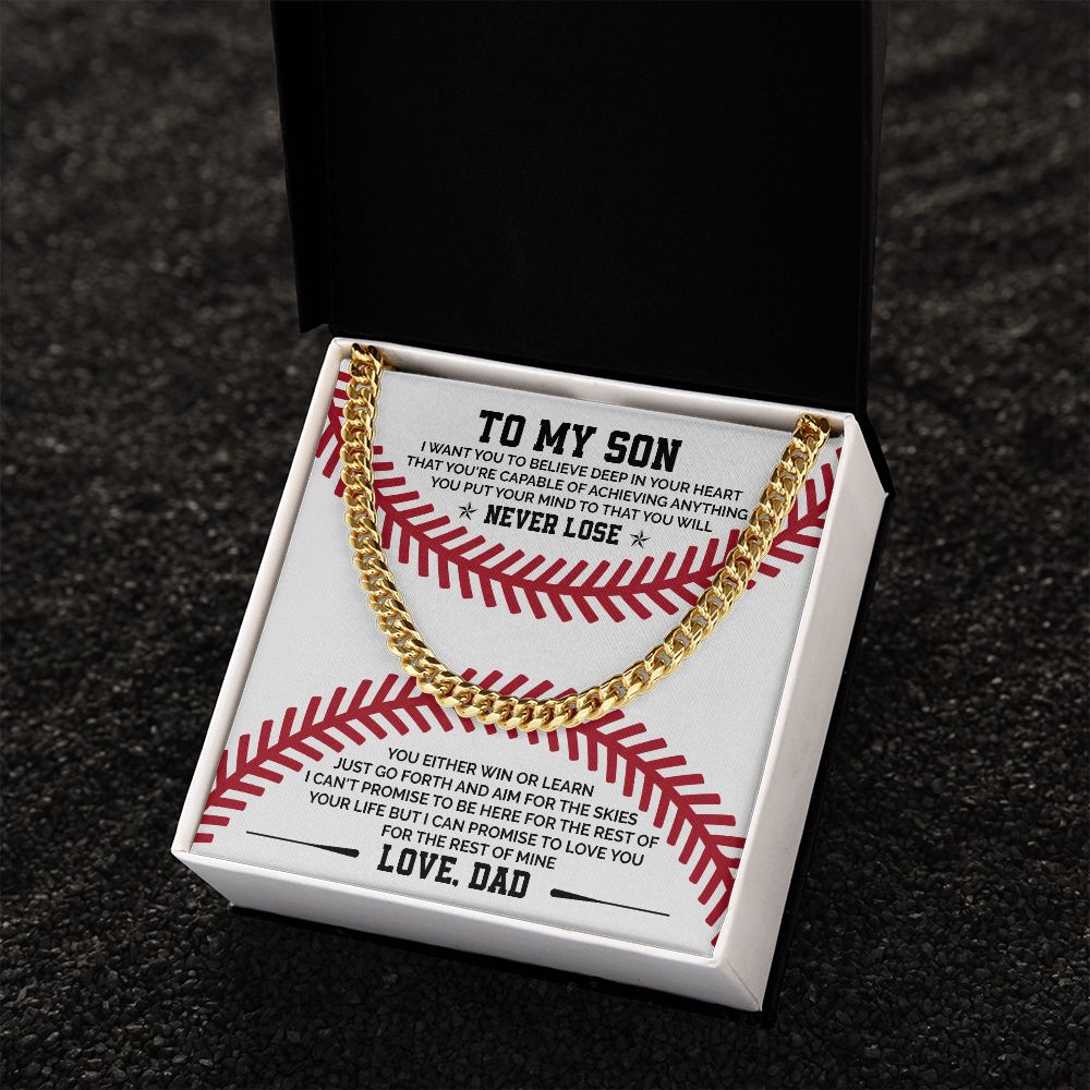 To My Son Never Lose love From Dad - 14K yellow gold Cuban Chain For Men