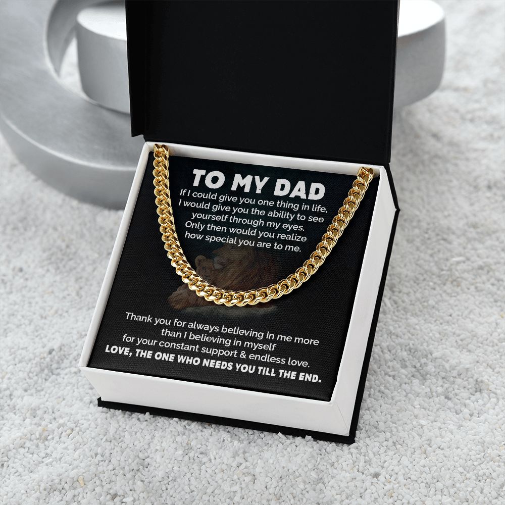 Dad Necklace Gift from Daughter with Lion Message Card