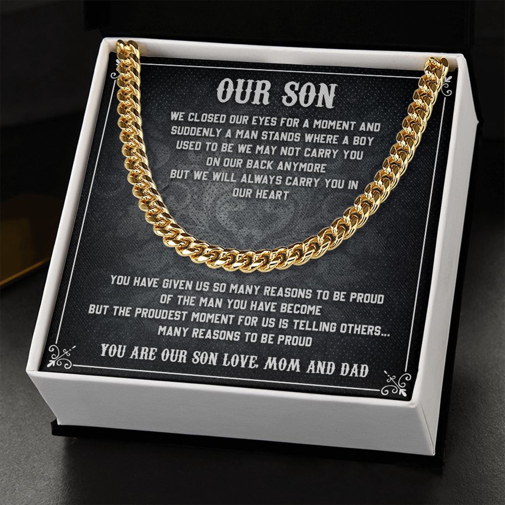 Our Son To Be Proud From Dad And Mom - Cuban Link Chain Necklace Gifts To Make Her Happy