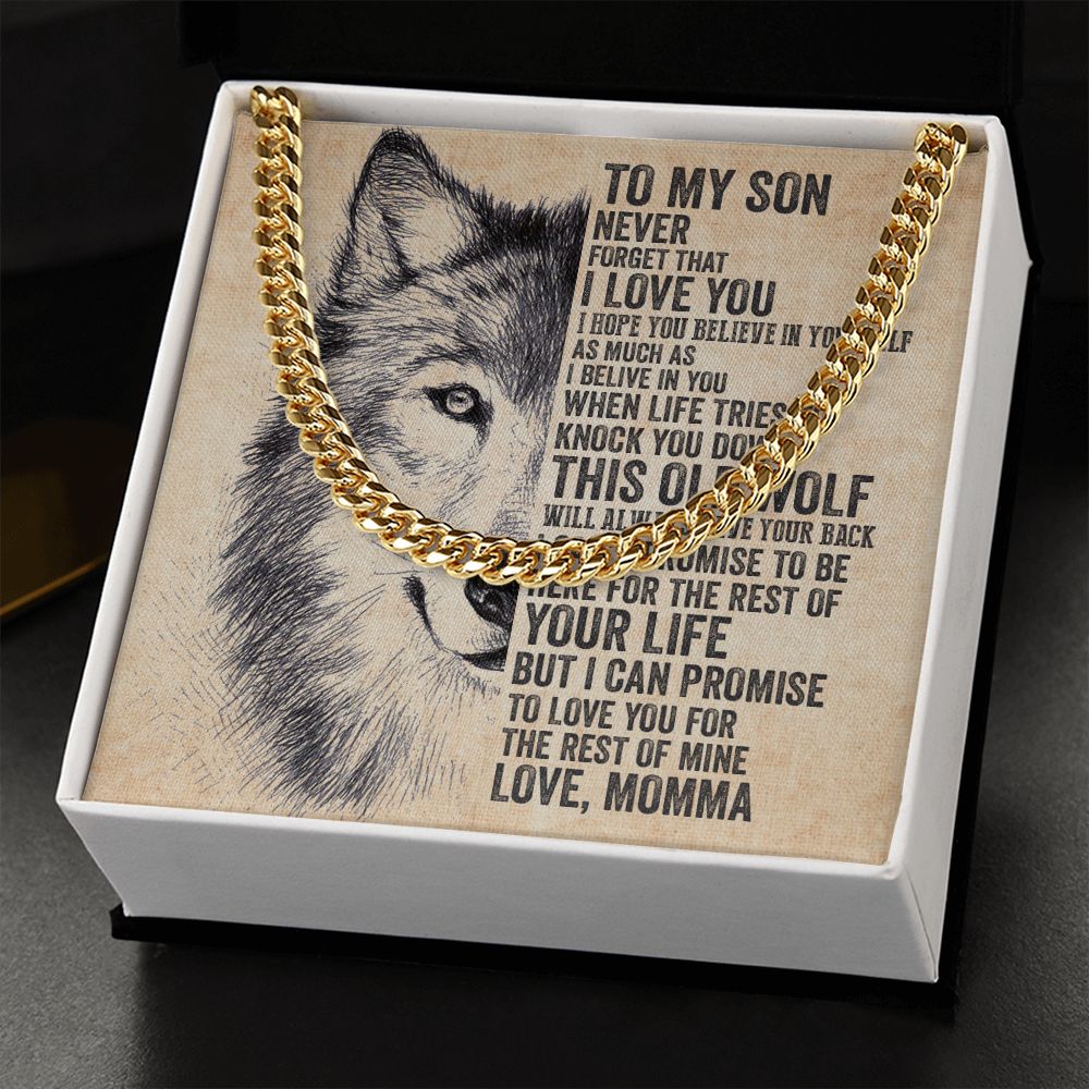 To My Son Never Forget That I Love You - 14k Yellow Gold Finish Lovely Gifts From Mamma With Heartfelt Message Card