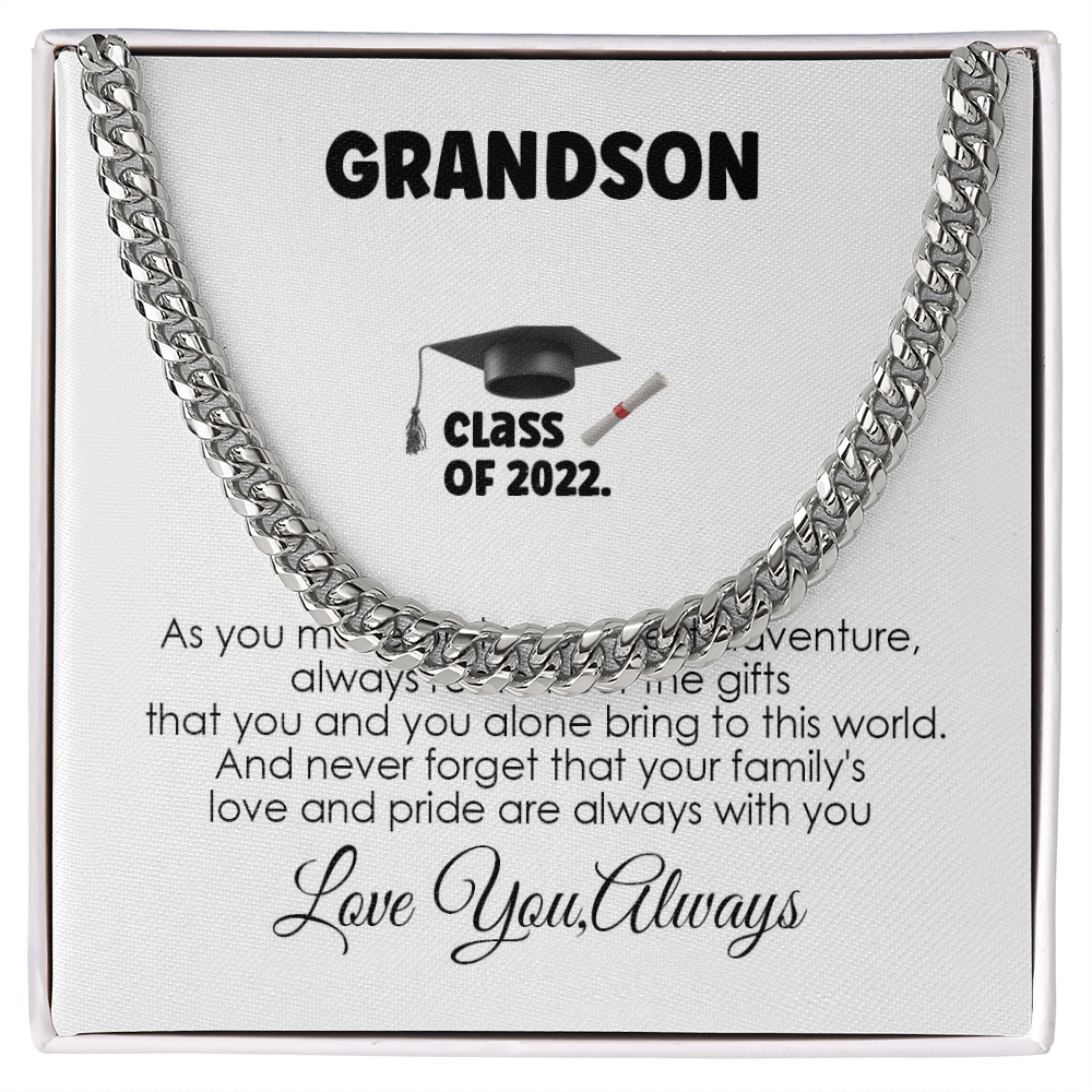 Grandson Graduation Gift – Customized Graduate Chain with Inspirational Message Card