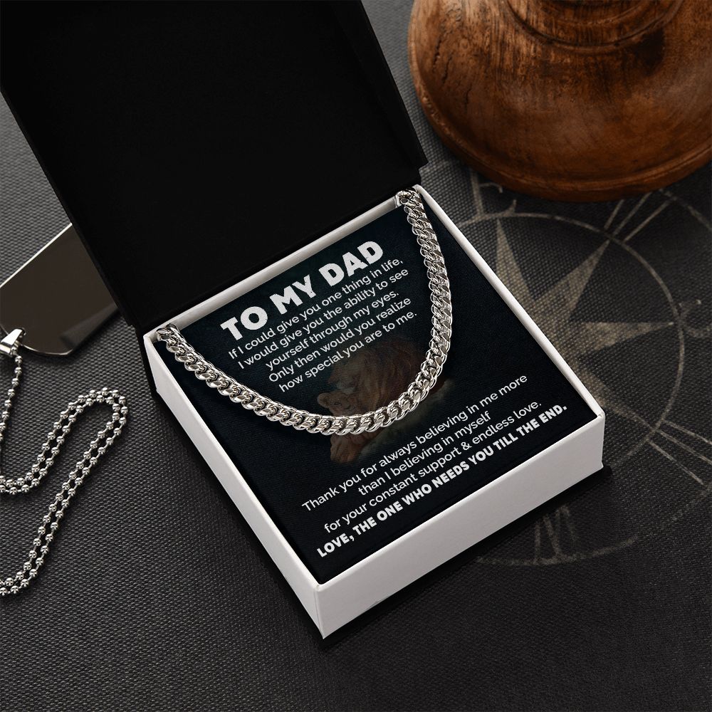 Dad Necklace Gift from Daughter with Lion Message Card