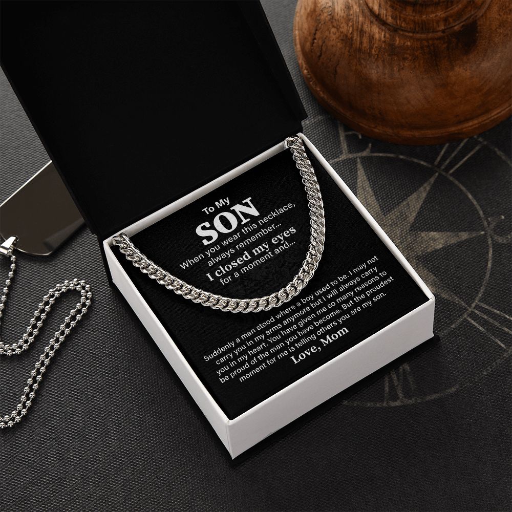 To My Son When You Wear This Necklace Always Remember I Closed My Eyes For A Moment