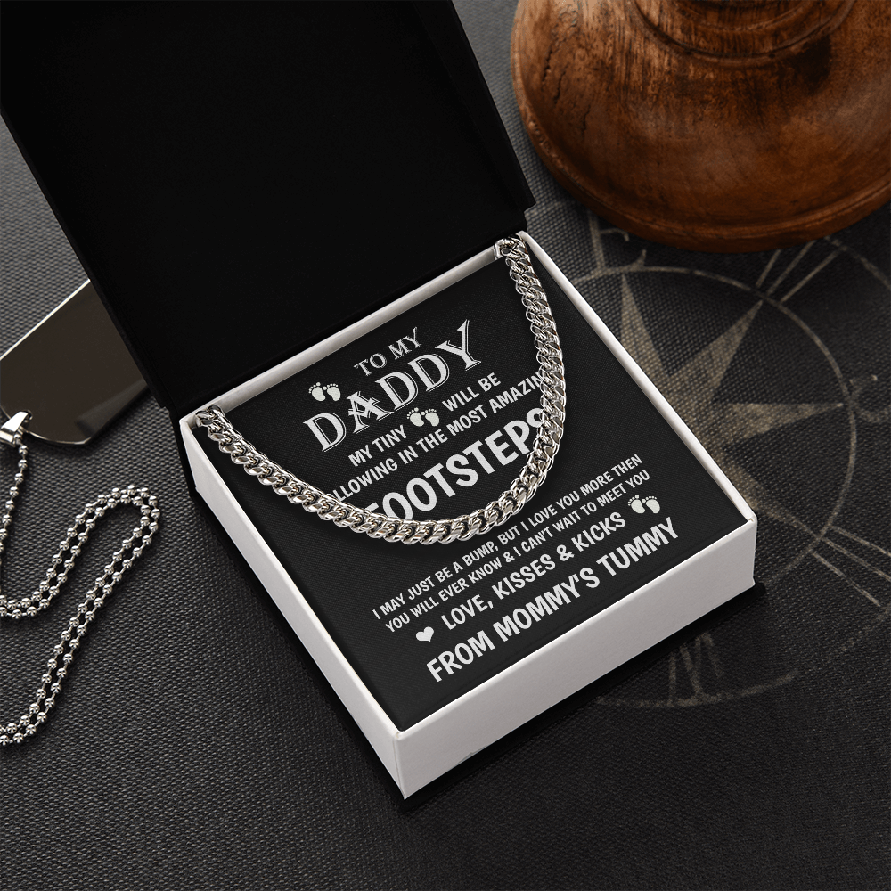 To My Daddy Gift from Unborn Baby – Cuban Chain with Heartfelt Message