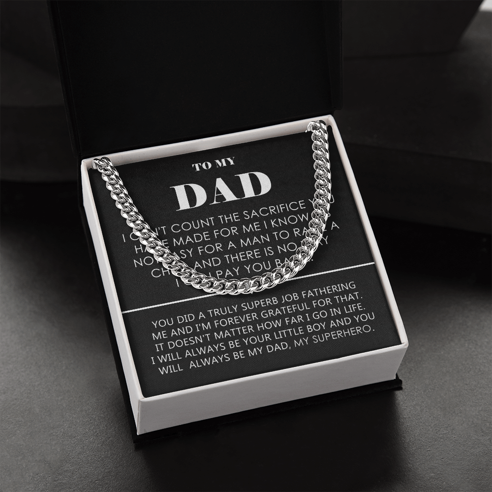 To My Dad – Honor Chain Necklace from Son – Emotional Fatherhood Message Gift