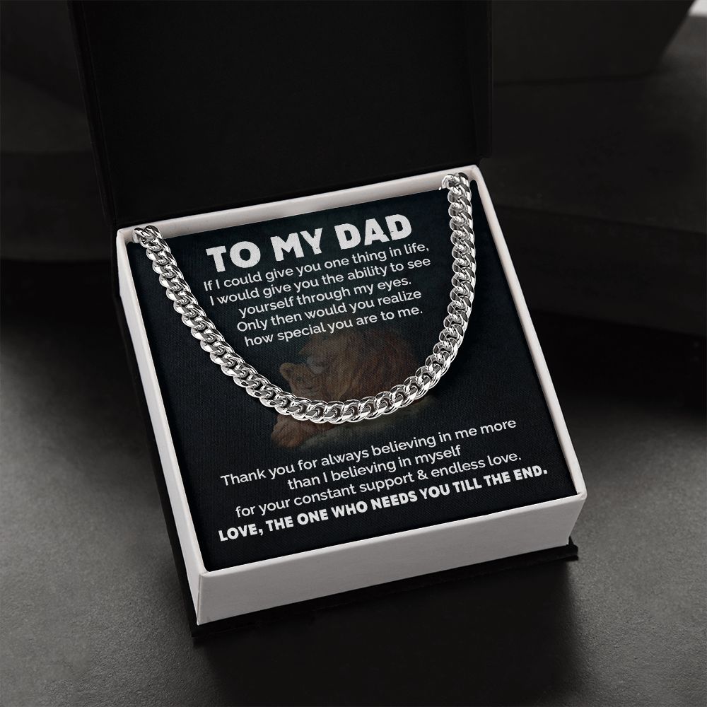 Dad Necklace Gift from Daughter with Lion Message Card