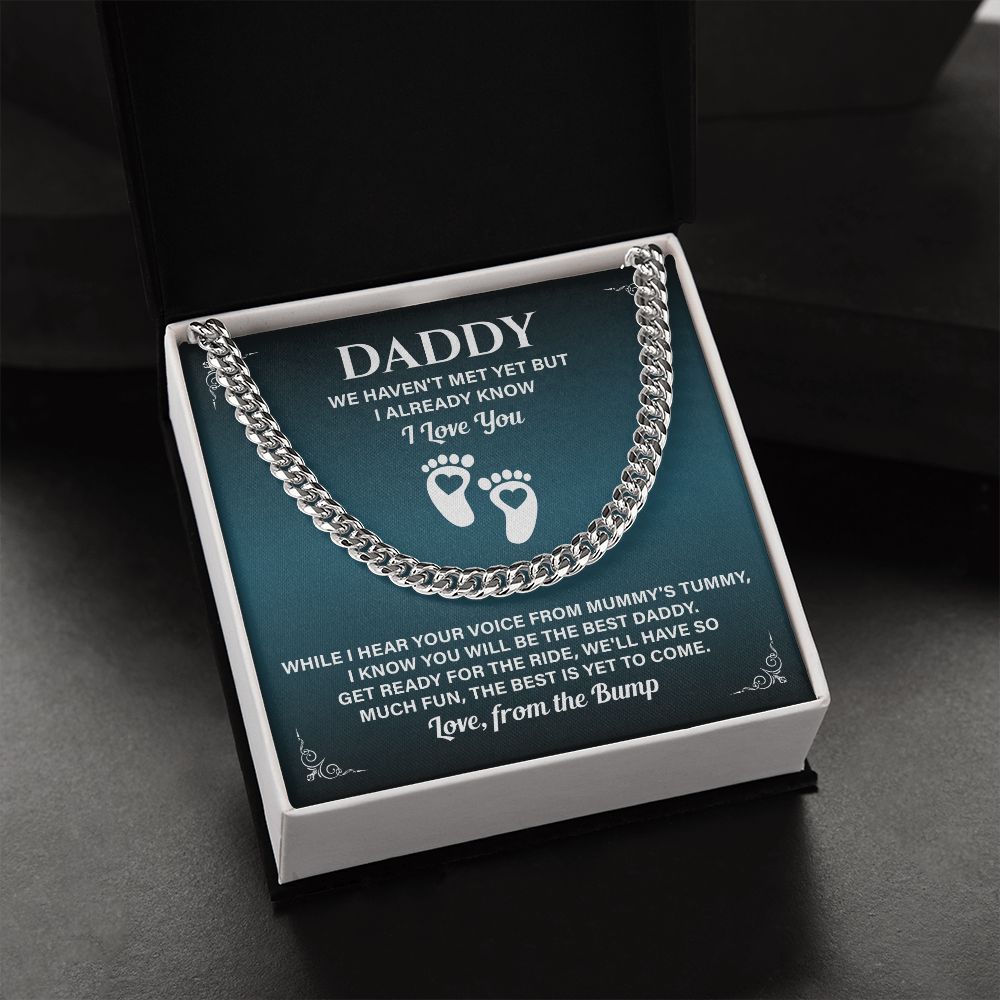 Daddy Necklace Gift From Baby Bump With Message Card