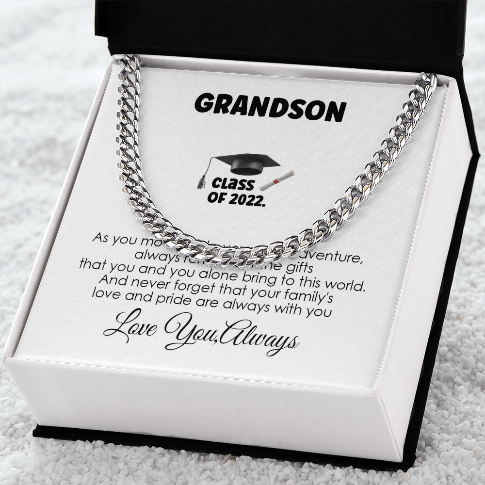 Grandson Graduation Gift – Customized Graduate Chain with Inspirational Message Card